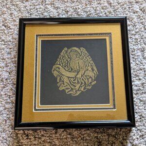 Professionally Handmade Framed Angel Man Evangelist St. Matthew Brass Rubbing